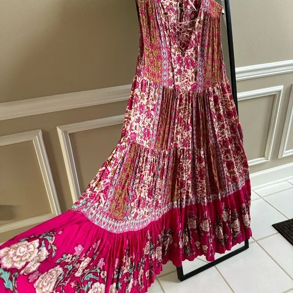 Free People Hanalei Bay Maxi Dress Oversized XS Bohemian Floral - Picture 5 of 5